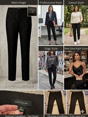 Ann Taylor Black Lace Ankle Pants High-Waisted - Size 10